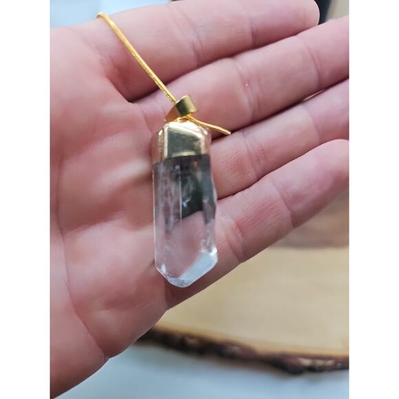 Raw Quartz Crystal Necklace 16in Chain - Picture 6 of 8